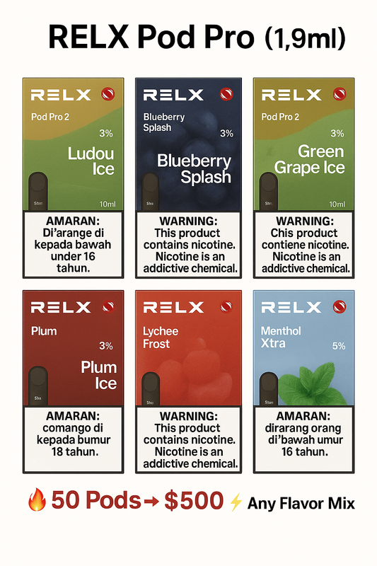 RELX Pod Pro 2 (1.9ml) 50 Pods → $500